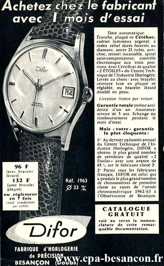 Difor - FABRIQUE d HORLOGERIE de PRÉCISION - BESANÇON (Doubs)
